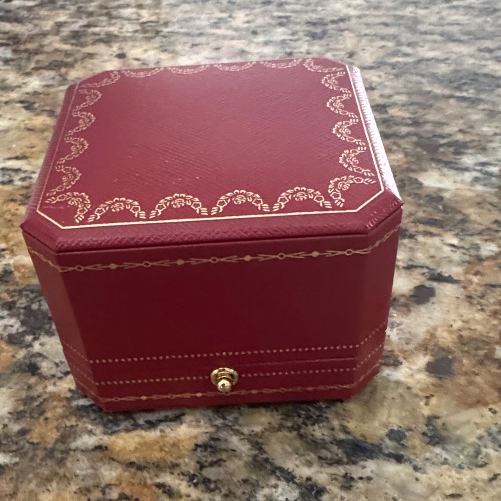 Cartier Red Jewelry Box with Gold Accents